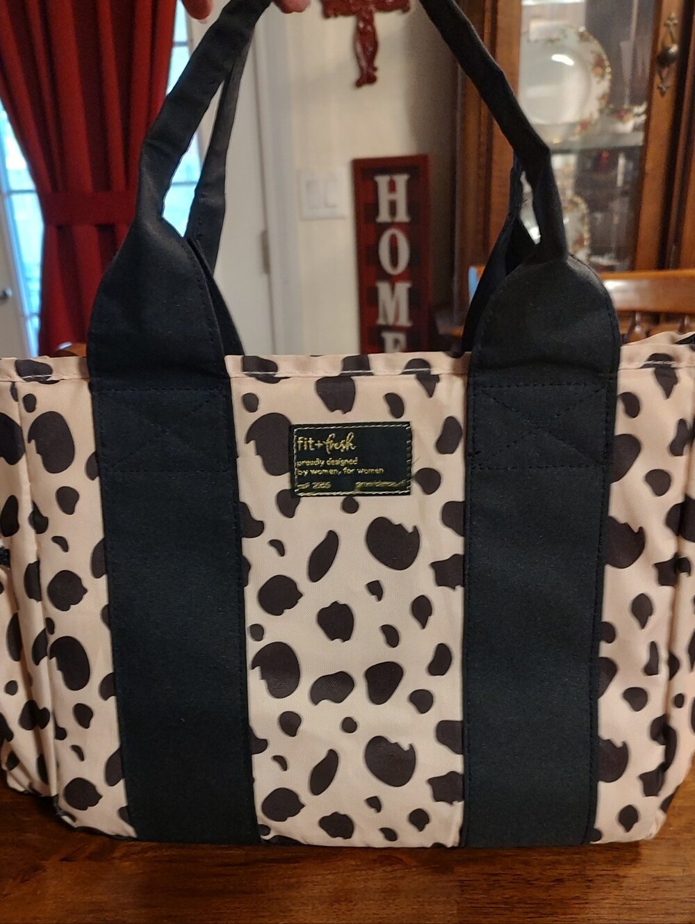 Fit & Fresh Black and Cream Leopard-Print Tote